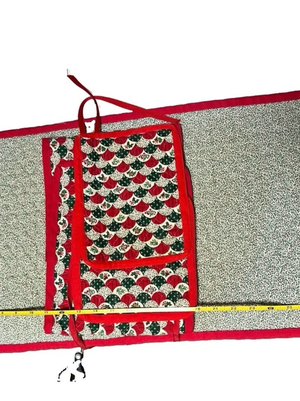 Vintage Handmade Christmas Print  Pot Holder Carrier Set Of 3